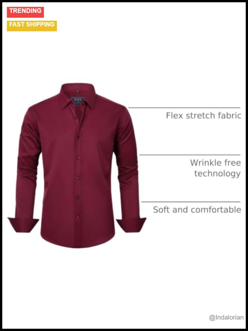 Men's Stretch Wrinkle-Free Dress Shirt Long Sleeve Button Down Formal Business - Picture 3 of 6